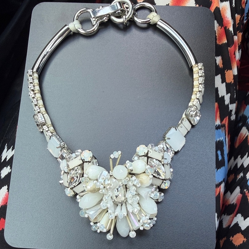 Statement White Crystal Cluster Necklace - Women Jewelry Zhenzi Necklace